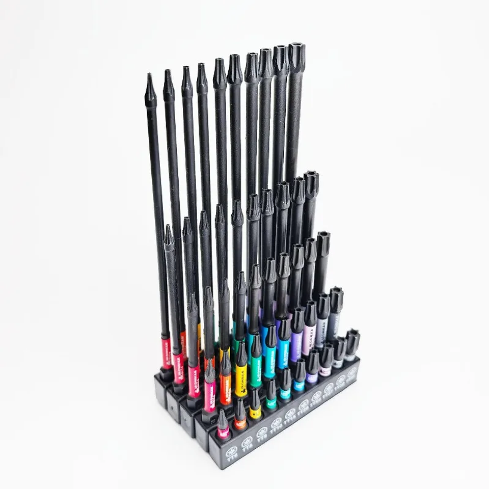 S2 Impact Shock Absorbent Torx Bit Set | High-Torque Magnetic Star Bits 14