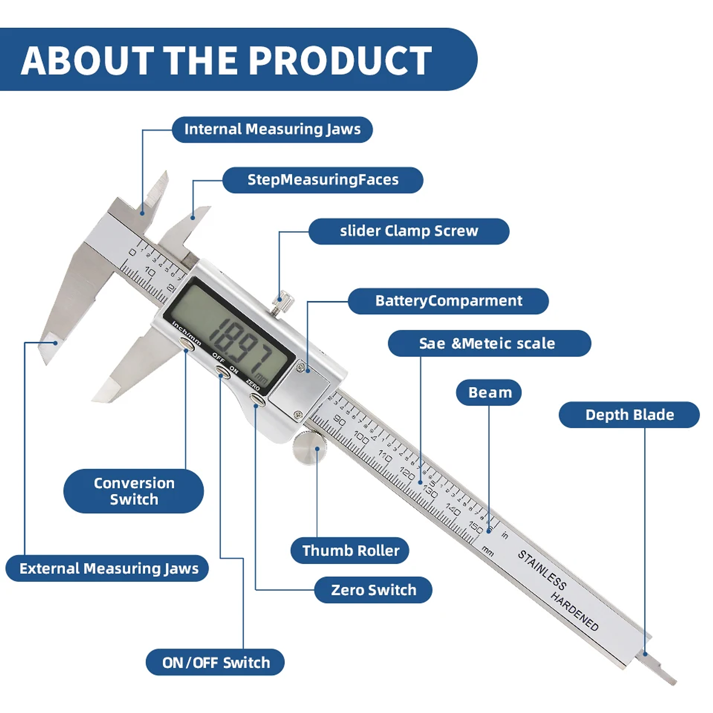 Professional Digital Caliper Set | 0-150mm Stainless Steel Electronic Micrometer 23