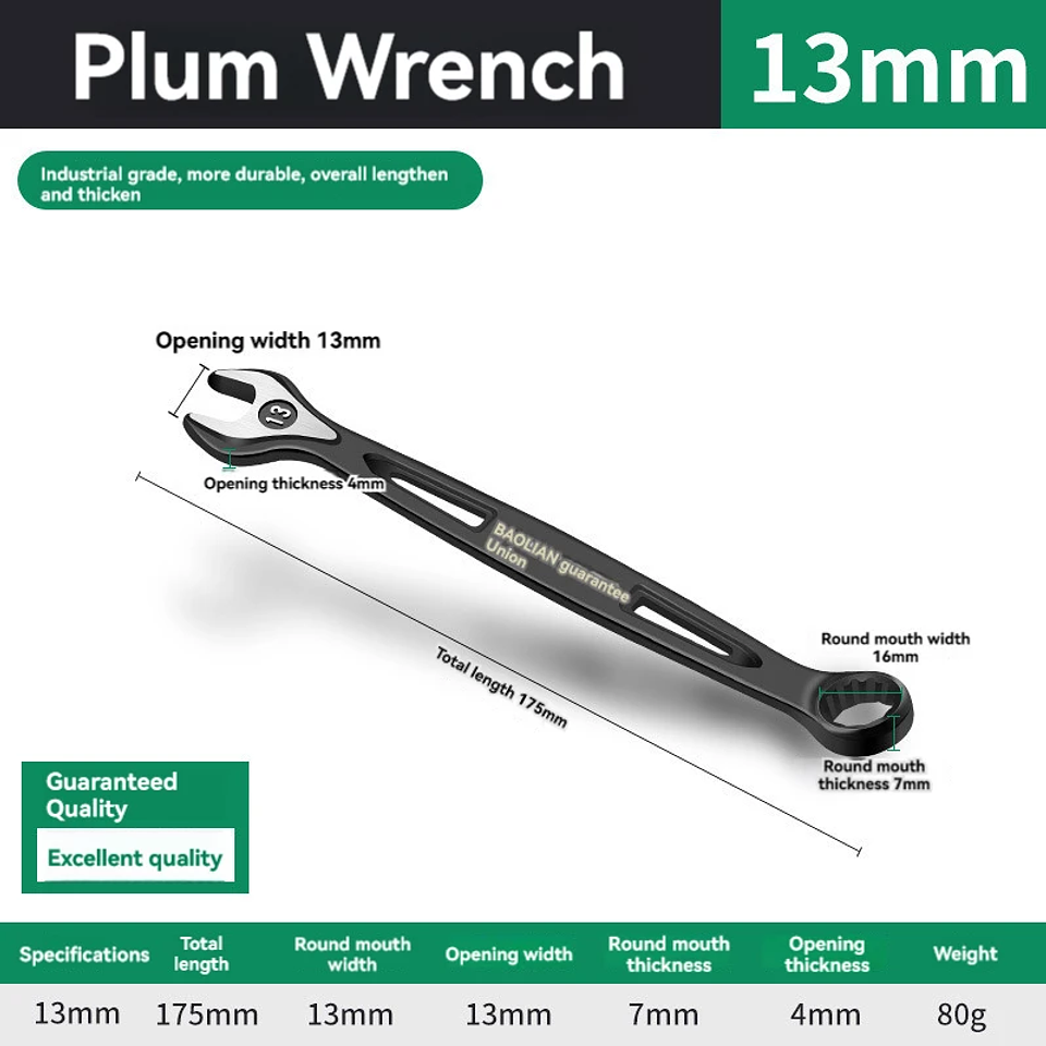 Industrial Combination Wrench | Cr-V Open-End & 12-Point Plum Spanner 18
