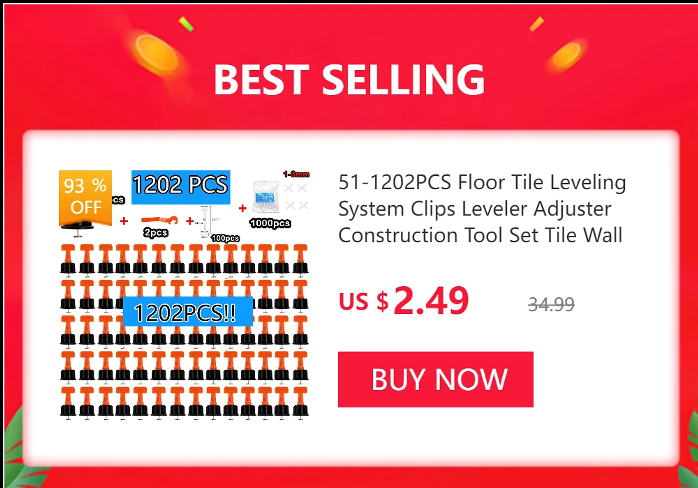 Tile Leveling Clips | 1mm–3mm Pro Floor Spacer Bases 37