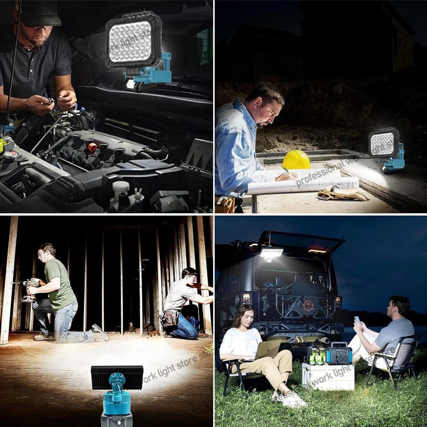 Cordless LED Work Light for Makita, DeWalt & Milwaukee 18V 23