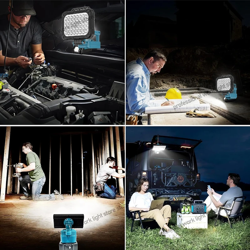 Cordless LED Work Light for Makita, DeWalt & Milwaukee 18V 23