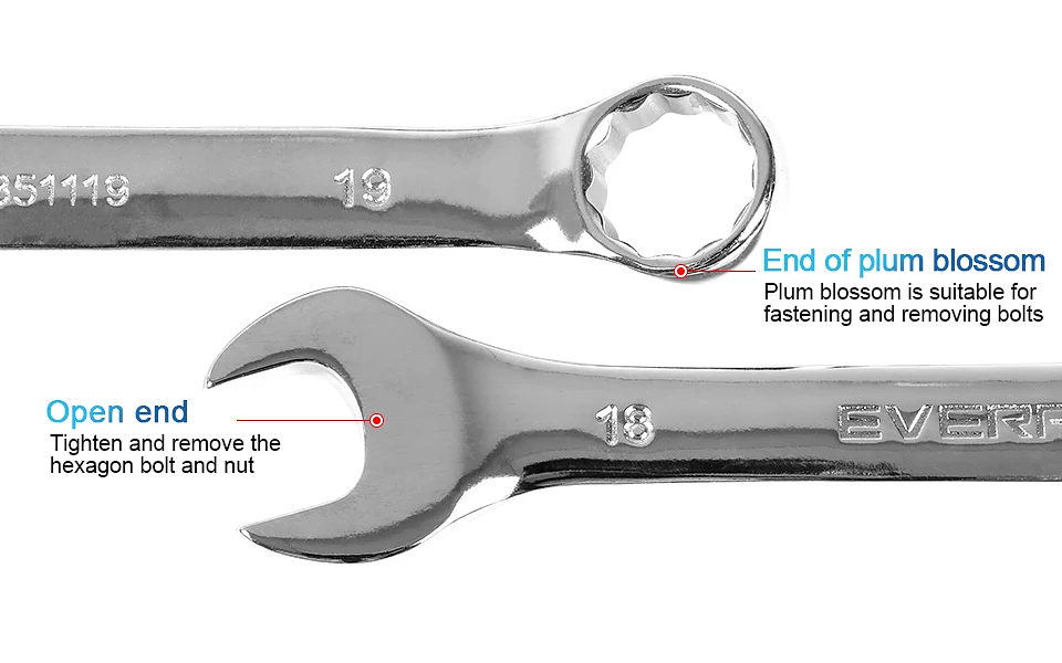 Cr-V Combination Wrench | High-Torque Long Pattern Spanner 10