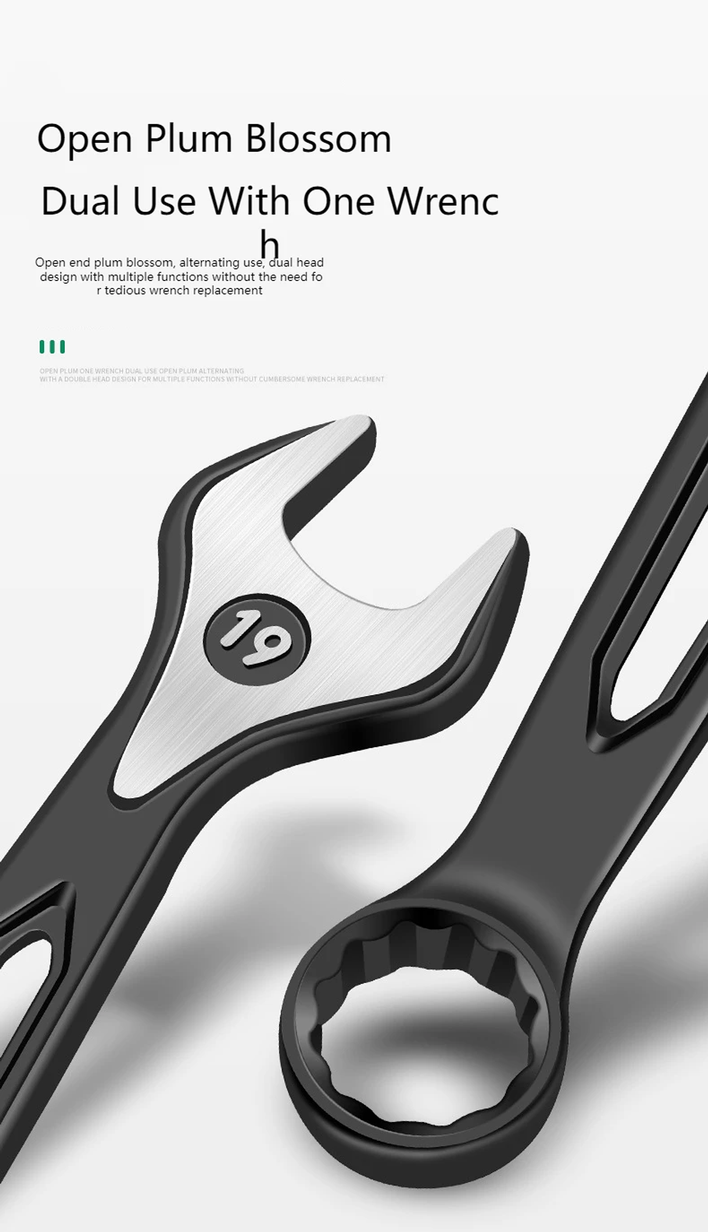 Industrial Combination Wrench | Cr-V Open-End & 12-Point Plum Spanner 29