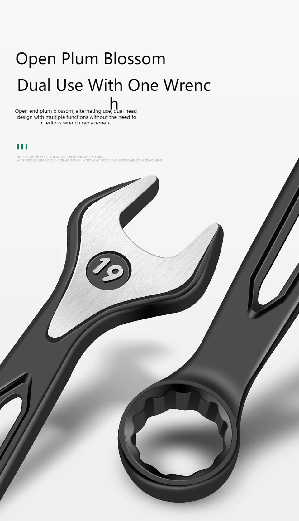 Industrial Combination Wrench | Cr-V Open-End & 12-Point Plum Spanner 29