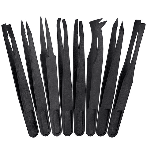 8-Piece Anti-Static ESD Plastic Tweezers Set | Precision PCB & Electronics Repair Kit