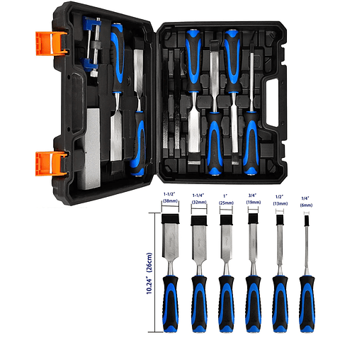 10-Piece Professional Wood Chisel Set | Chrome Vanadium Steel Carving & Carpentry Kit