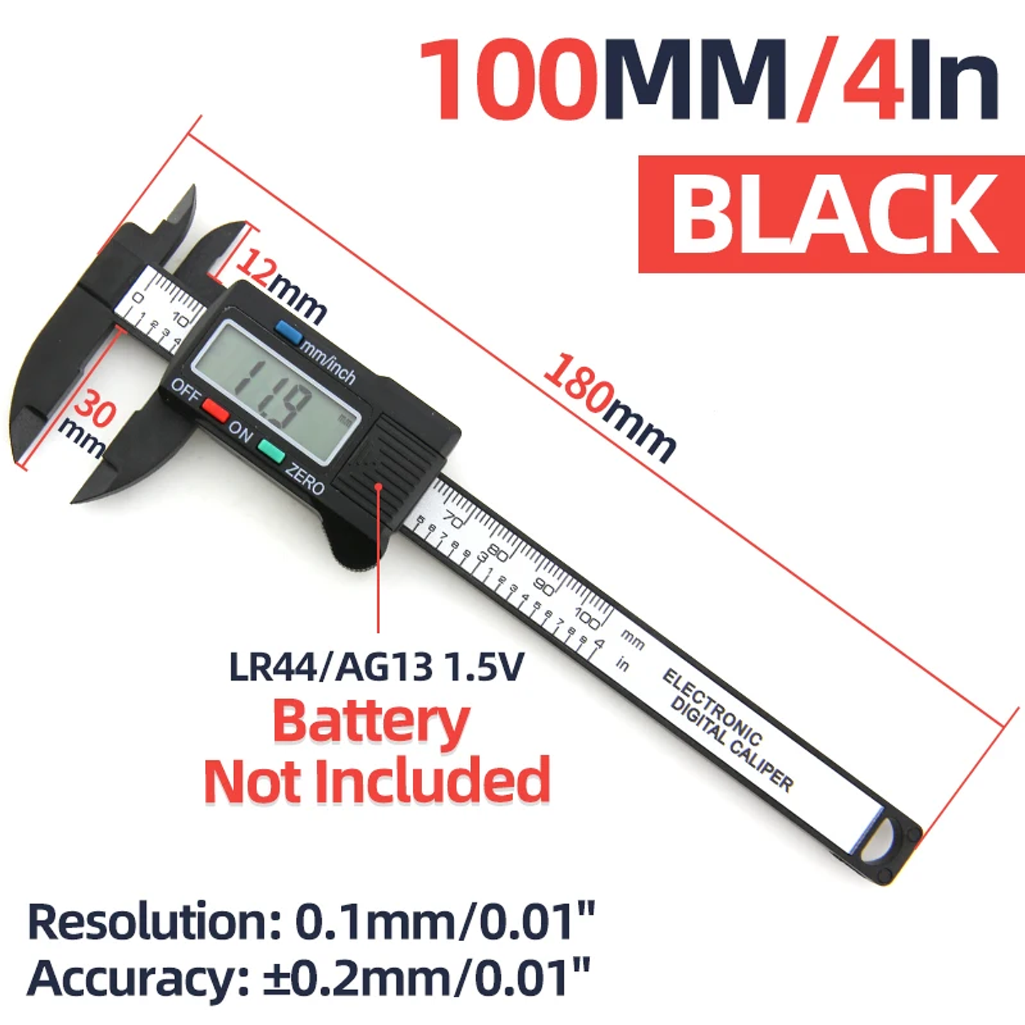 Digital LCD Electronic Caliper | Carbon Fiber Composite Micrometer & Ruler 10