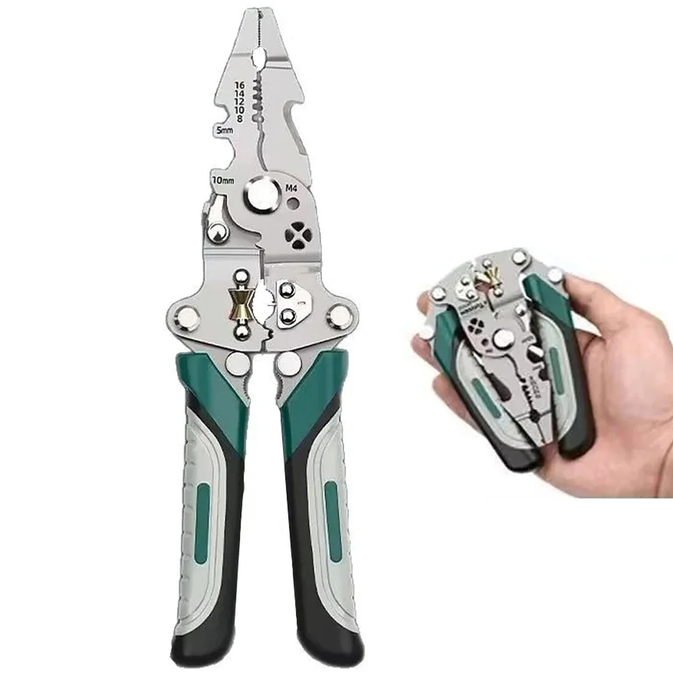 Foldable 8-in-1 Multifunctional Wire Stripper & Crimper | Professional S2 Carbon Steel Electrical Tool 2