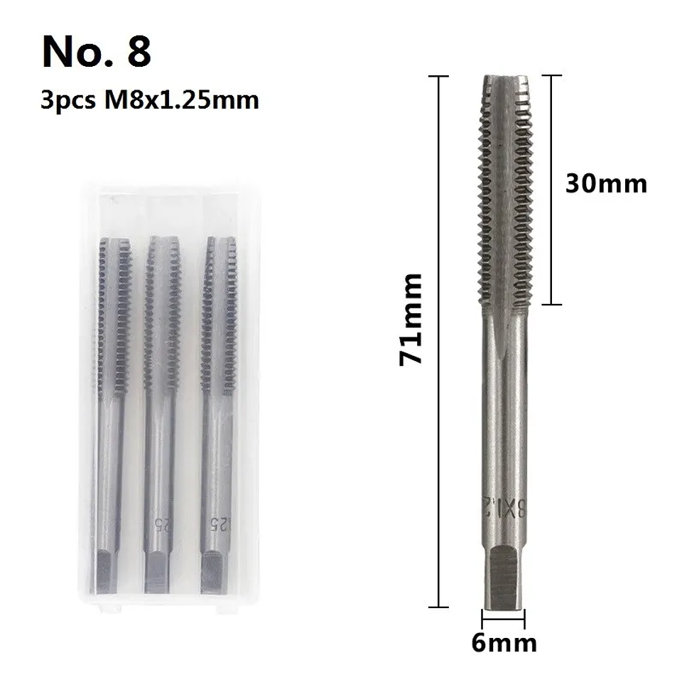 3-Piece Metric Hand Tap Set | High-Hardness Alloy Steel Threading Tool 8