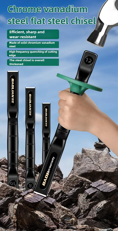 Professional Flat Head Woodworking Chisel | High-Strength Cr-V Alloy Steel Tool