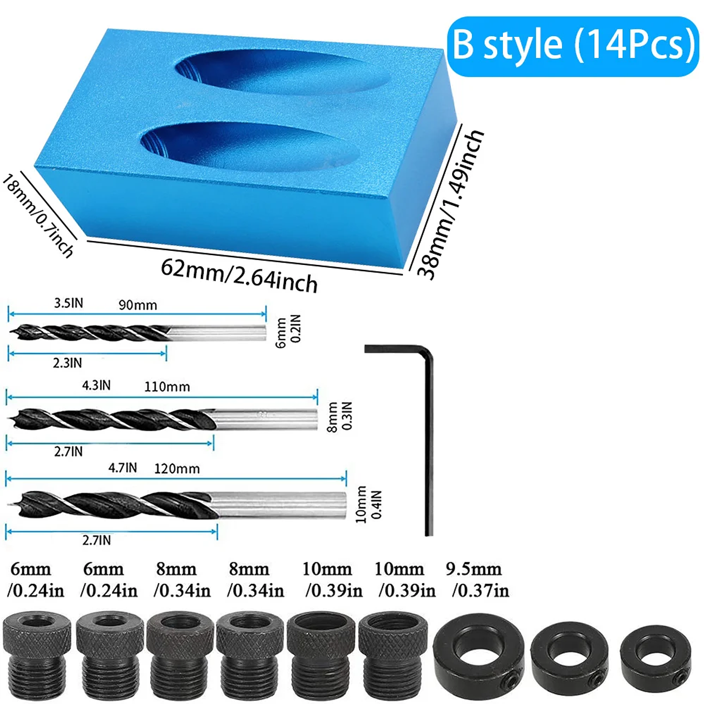 15° Pocket Hole Jig Kit | Aluminum Oblique Hole Locator for Woodworking 8