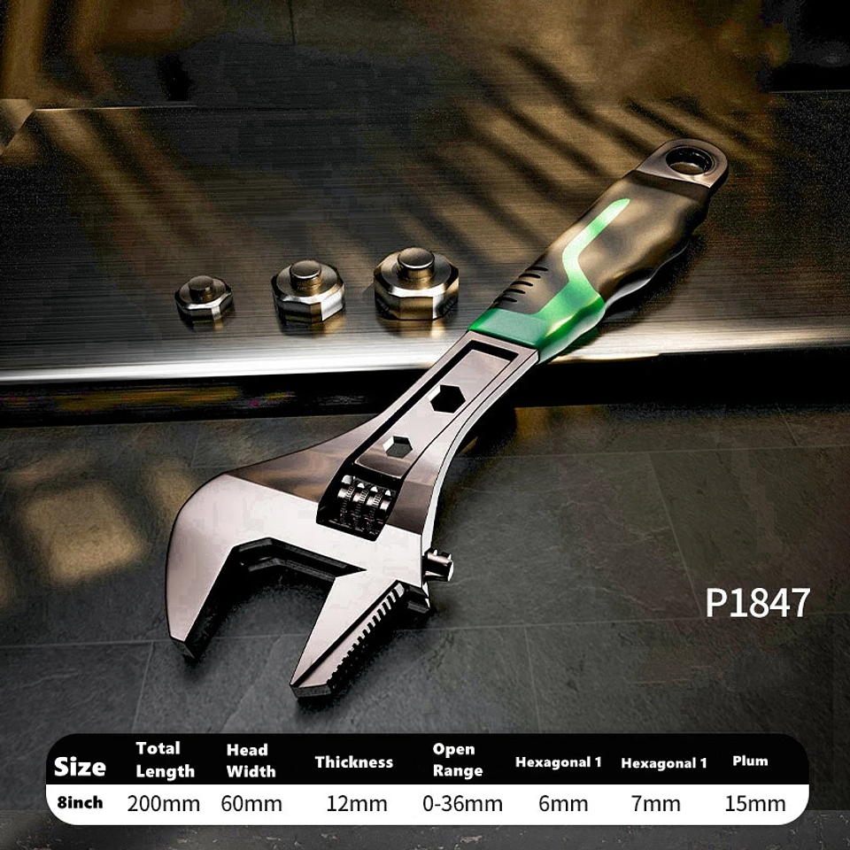 Industrial Adjustable Wrench | High-Strength Cr-V Precision Spanner 8