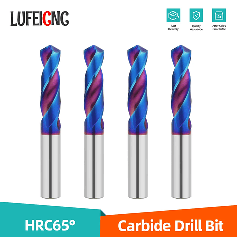 HRC65 Tungsten Carbide Twist Drill Bit | Blue Nano-Coated Precision CNC Steel Drilling Tools (0.5mm – 20.0mm)