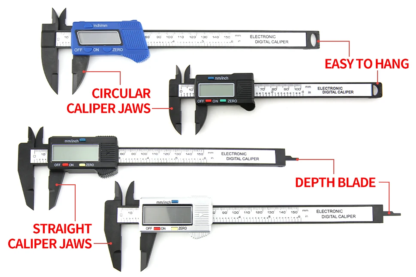 Digital LCD Electronic Caliper | Carbon Fiber Composite Micrometer & Ruler 14