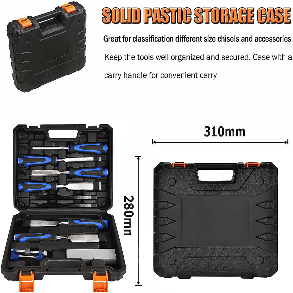 10-Piece Professional Wood Chisel Set | Chrome Vanadium Steel Carving & Carpentry Kit 9