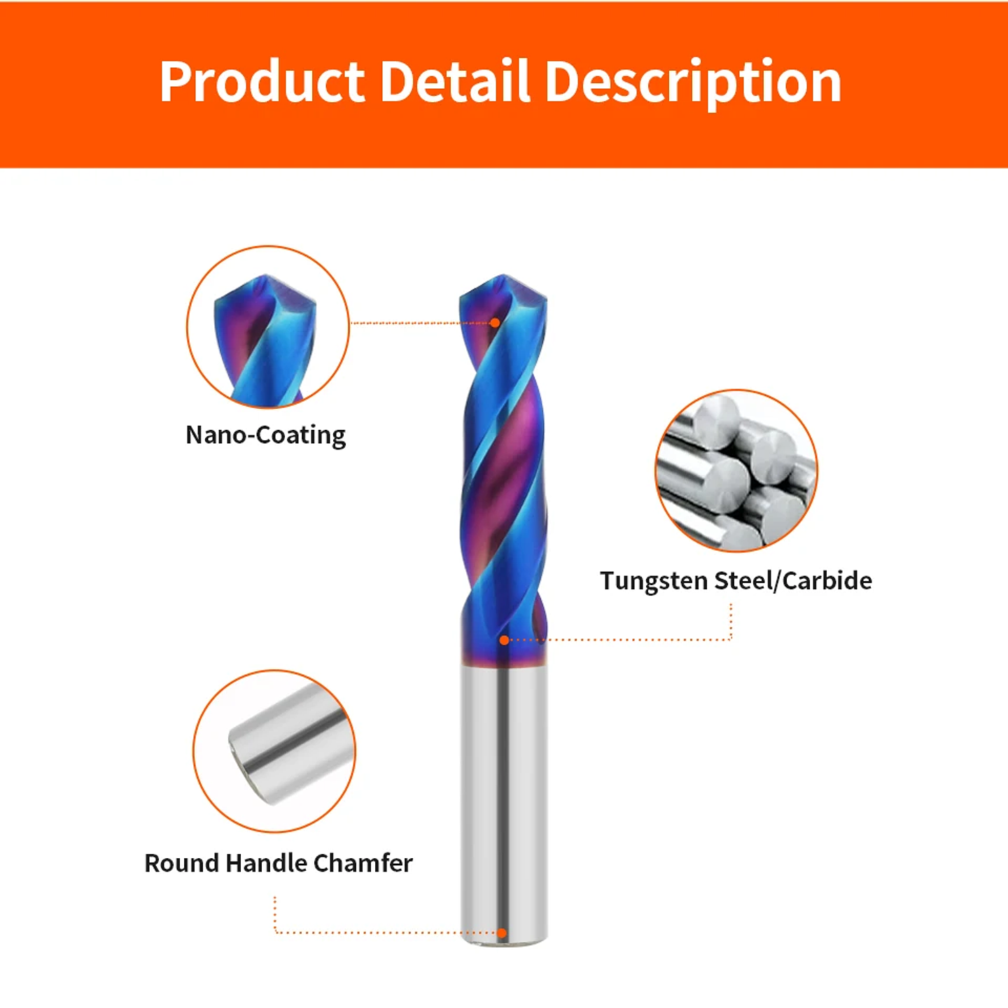 HRC65 Tungsten Carbide Twist Drill Bit | Blue Nano-Coated Precision CNC Steel Drilling Tools (0.5mm – 20.0mm) 3