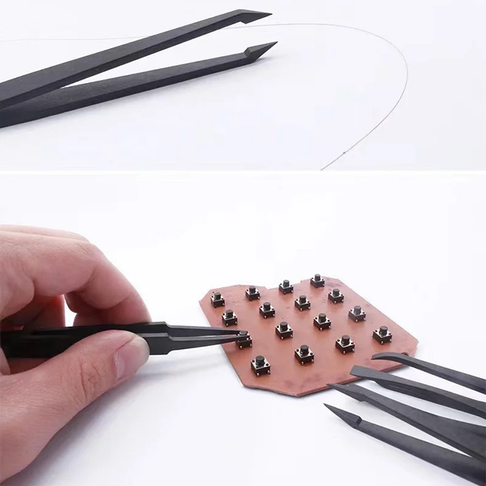 8-Piece Anti-Static ESD Plastic Tweezers Set | Precision PCB & Electronics Repair Kit 6