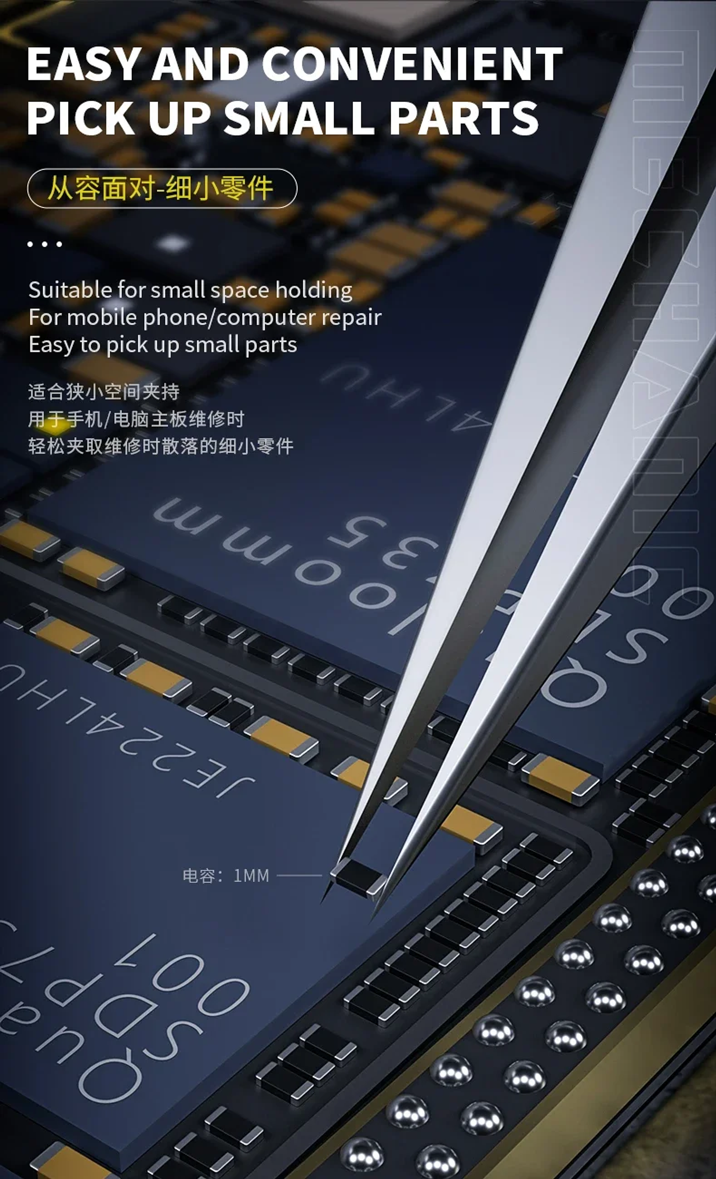 KA-11 Professional Tweezers | 0.008mm Precision Stainless Steel Repair Tool 10