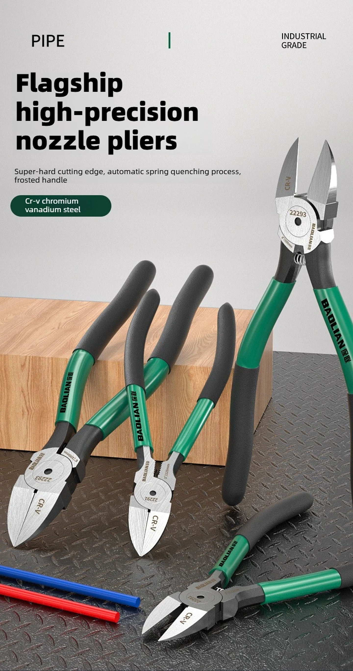 Professional Plastic Nippers | Chrome Vanadium Flush Cutters with Ergonomic Bent Handle 6