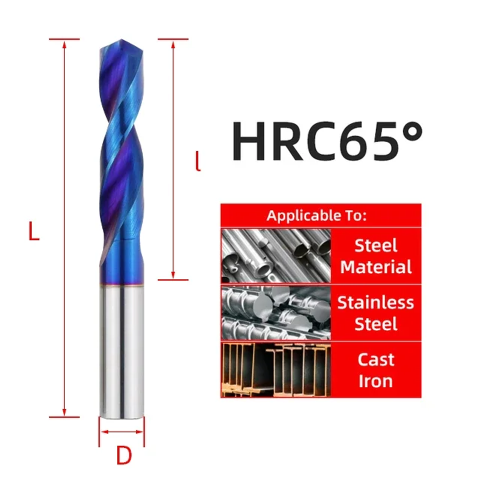 HRC65 Tungsten Carbide Twist Drill Bit | Blue Nano-Coated Precision CNC Steel Drilling Tools (0.5mm – 20.0mm) 7