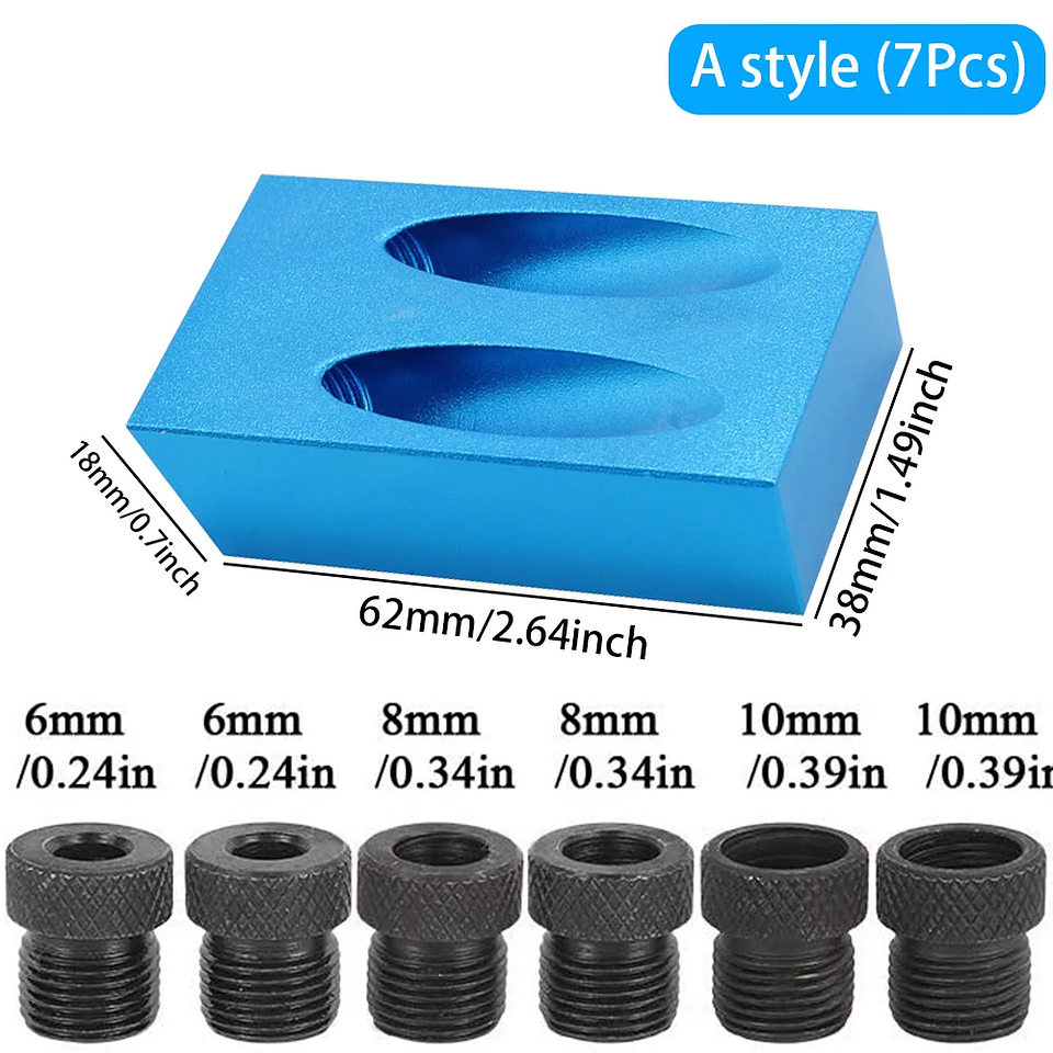 15° Pocket Hole Jig Kit | Aluminum Oblique Hole Locator for Woodworking 13