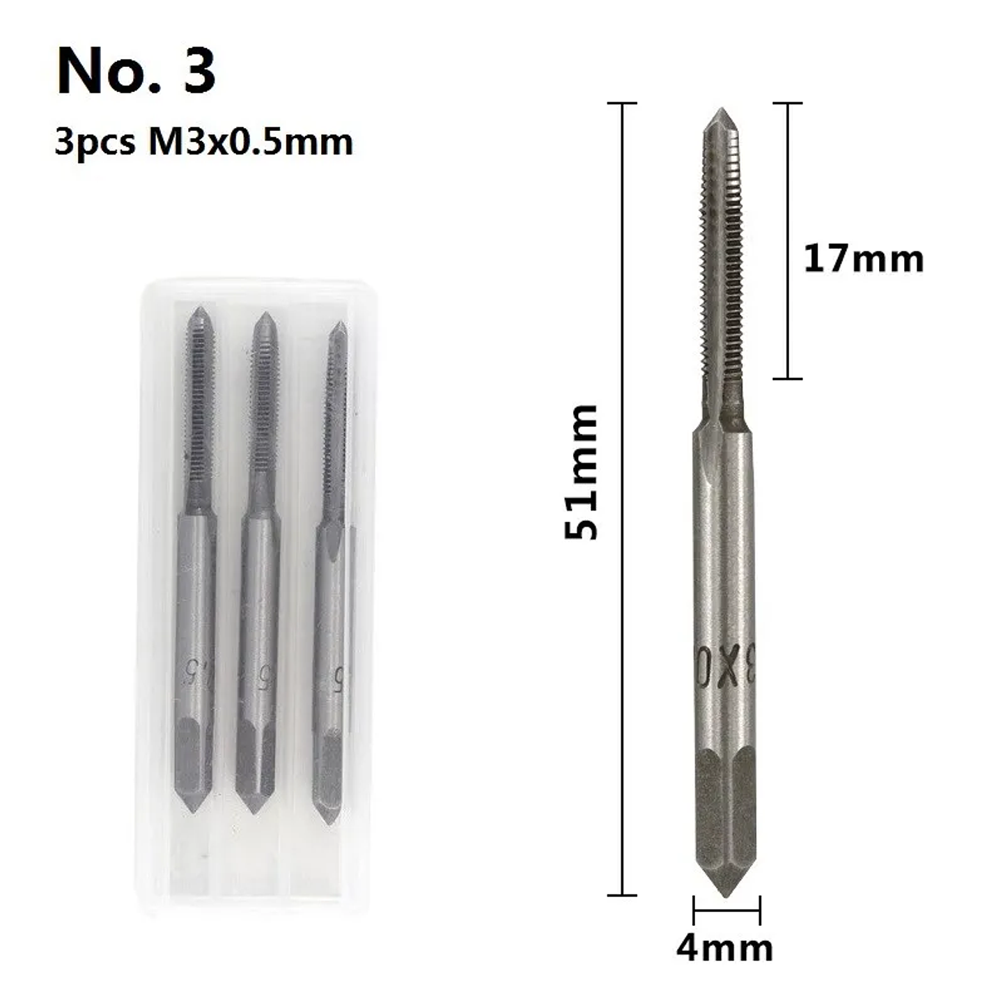 3-Piece Metric Hand Tap Set | High-Hardness Alloy Steel Threading Tool 15
