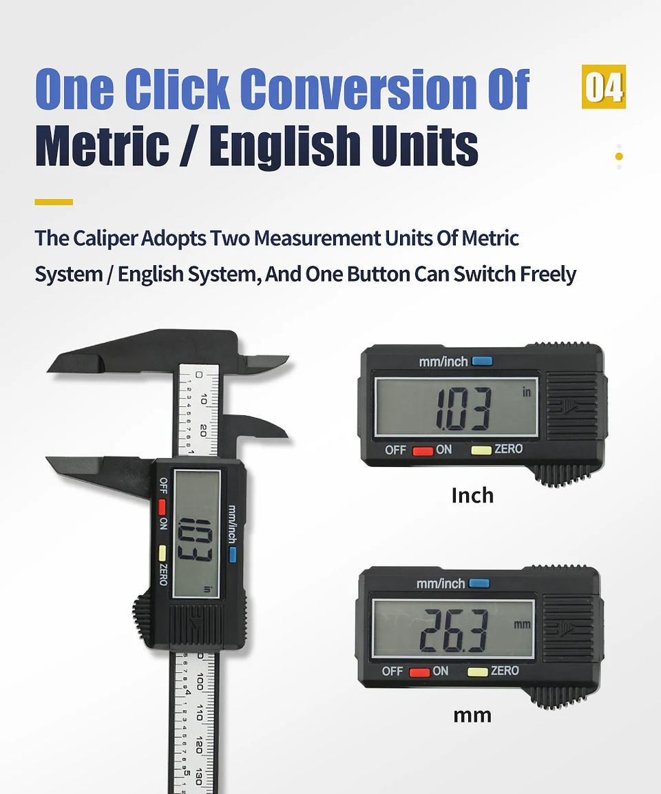 Digital LCD Electronic Caliper | Carbon Fiber Composite Micrometer & Ruler 21