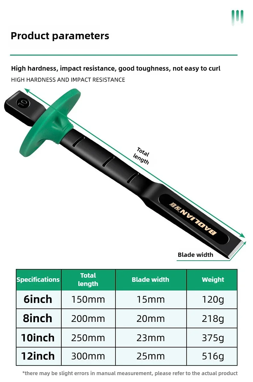 Professional Flat Head Woodworking Chisel | High-Strength Cr-V Alloy Steel Tool 19