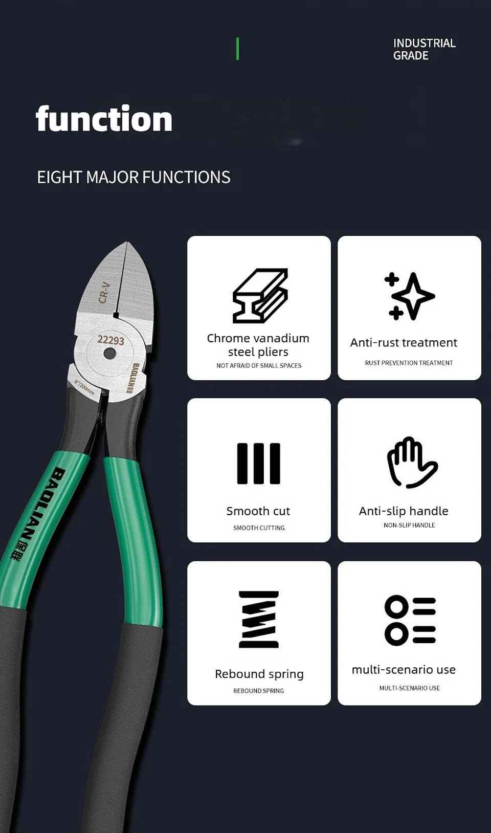 Professional Plastic Nippers | Chrome Vanadium Flush Cutters with Ergonomic Bent Handle 10