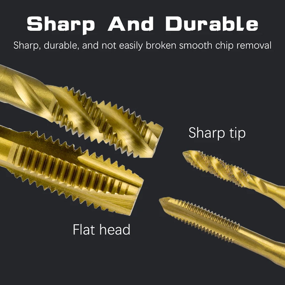 Titanium-Coated Spiral Tap | HSS Metric Machine Taps for Alloy Steel & Aluminum (M2–M12) 5