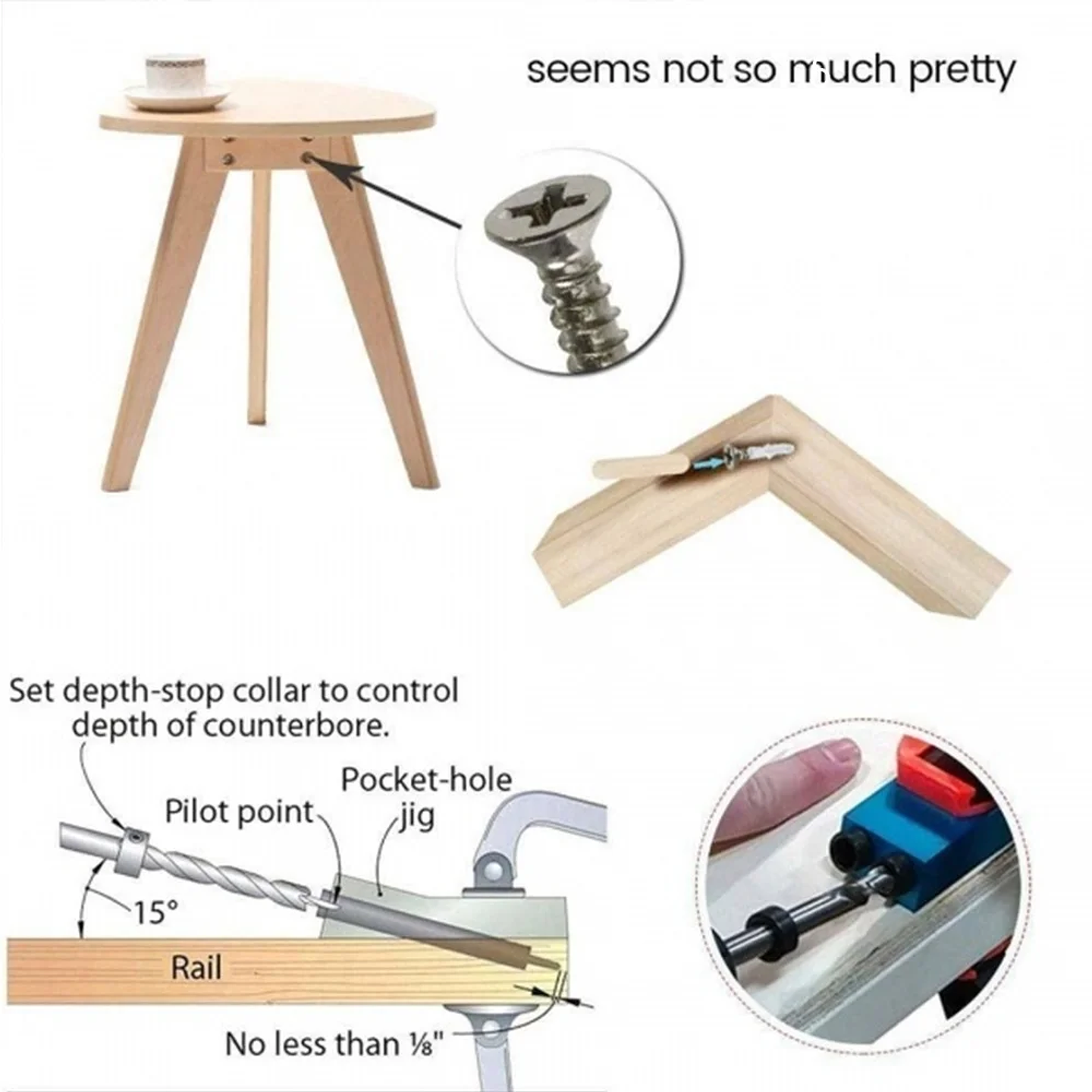 15° Pocket Hole Jig Kit | Aluminum Oblique Hole Locator for Woodworking 18