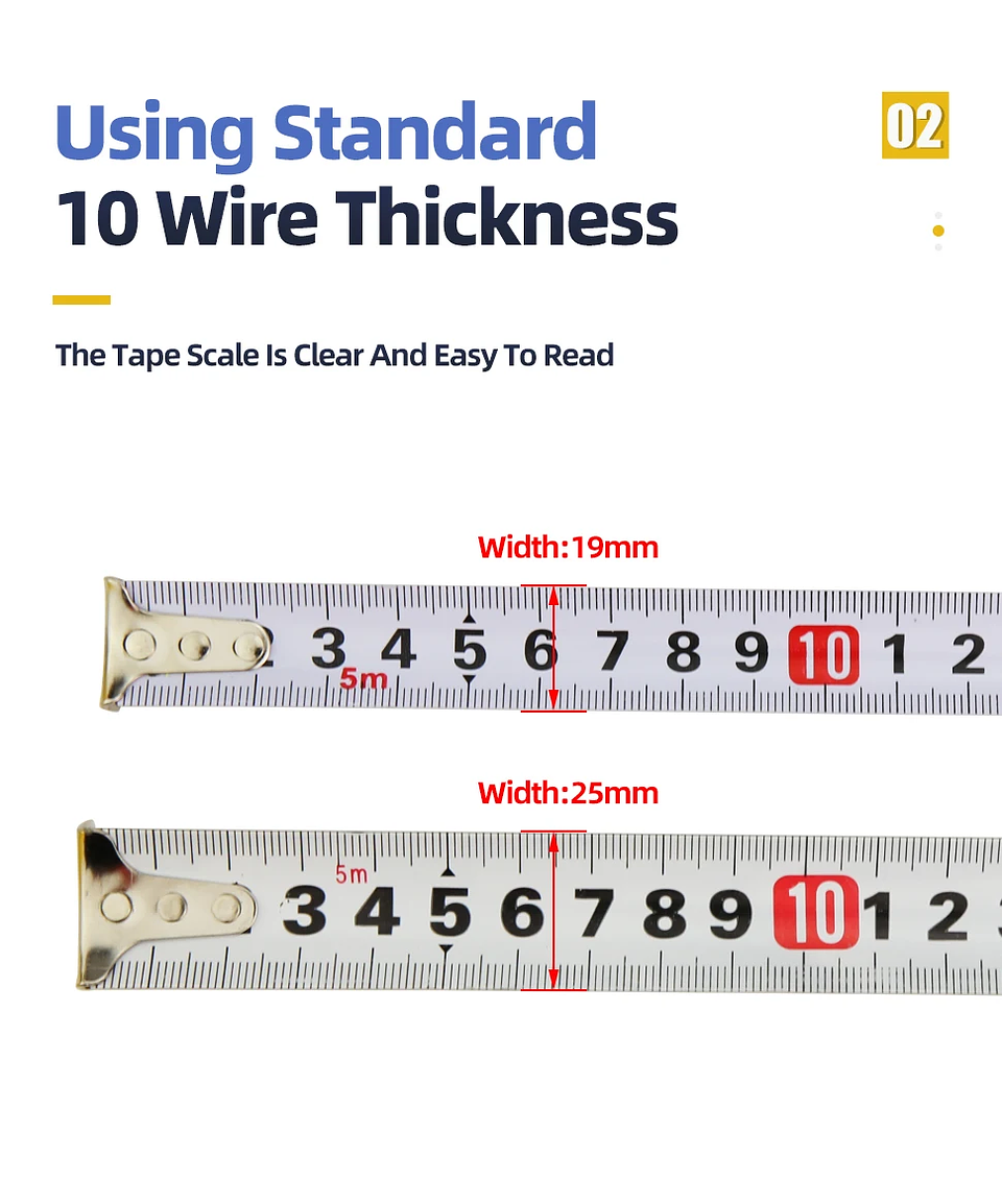 Precision Steel Tape Measure | High-Visibility Woodworking Rule with Impact-Resistant ABS Shell 10