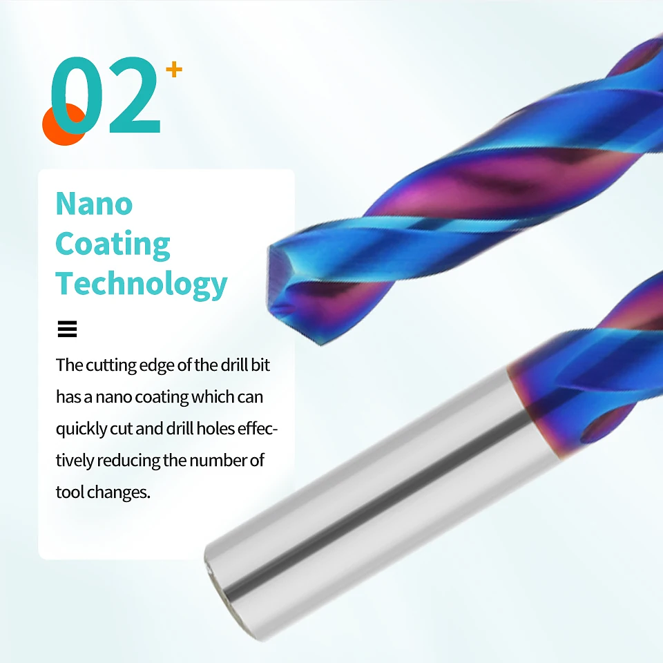 HRC65 Tungsten Carbide Twist Drill Bit | Blue Nano-Coated Precision CNC Steel Drilling Tools (0.5mm – 20.0mm) 16