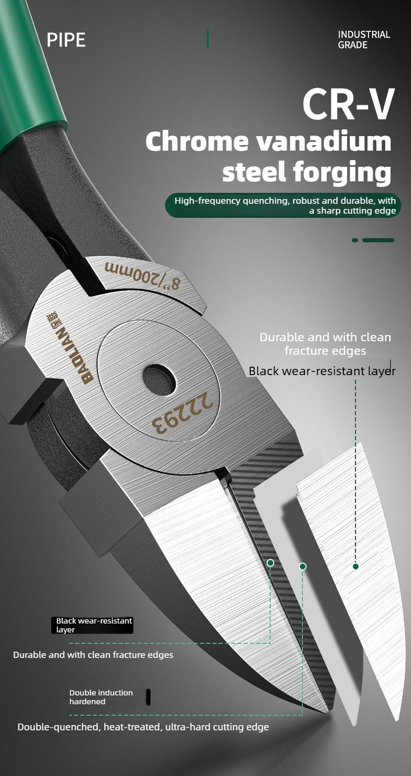 Professional Plastic Nippers | Chrome Vanadium Flush Cutters with Ergonomic Bent Handle 13