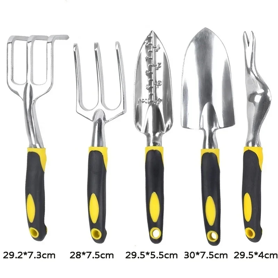 Heavy-Duty 5-Piece Garden Tool Set | Rustproof Alloy Steel Planting & Weeding Kit with Ergonomic Grips 5