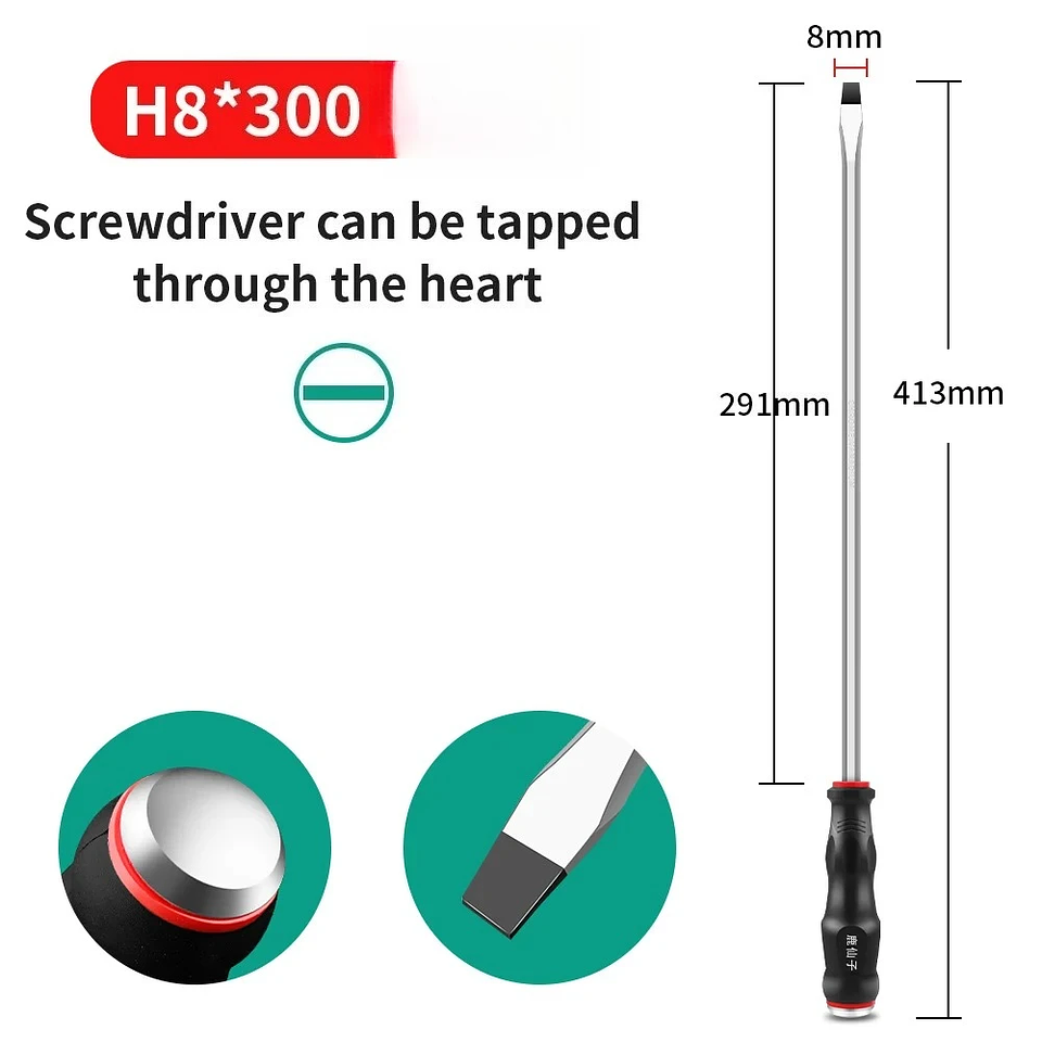 Heavy-Duty Go-Through Screwdriver | High-Torque Magnetic Chrome Vanadium Steel Driver for Automotive & Industrial Use 8
