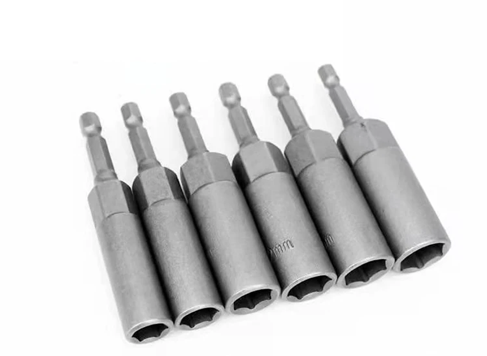 Magnetic Hex Nut Driver Set | 6.35mm Quick-Change Chrome Vanadium Steel Power Drill Bits 9