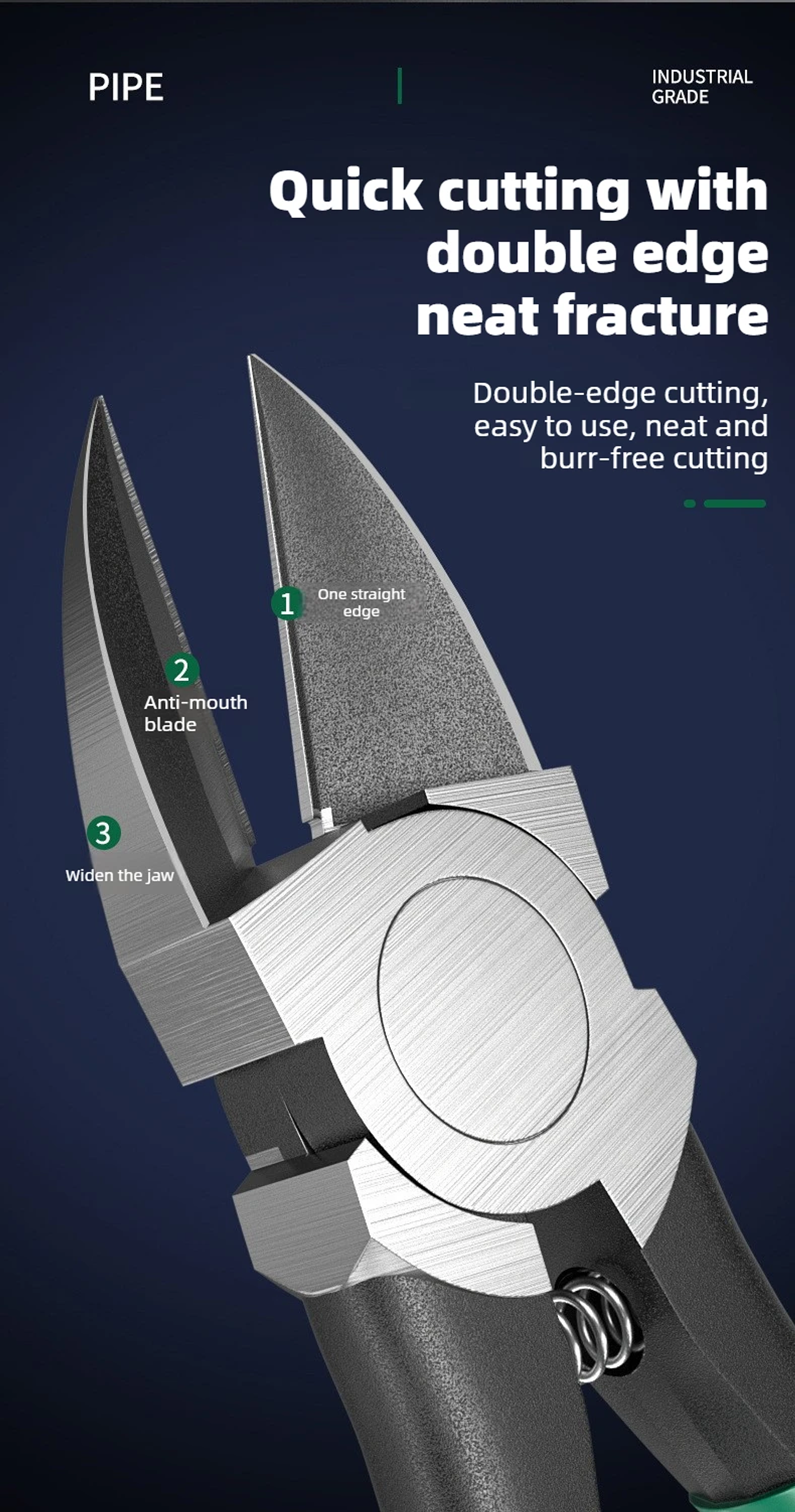 Professional Plastic Nippers | Chrome Vanadium Flush Cutters with Ergonomic Bent Handle 14