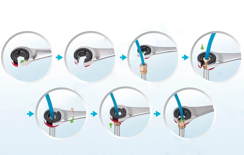 Professional Ratchet Flare Nut Wrench | 72T Mirror Polish Chrome Vanadium Tubing Spanner (8mm–19mm) 12