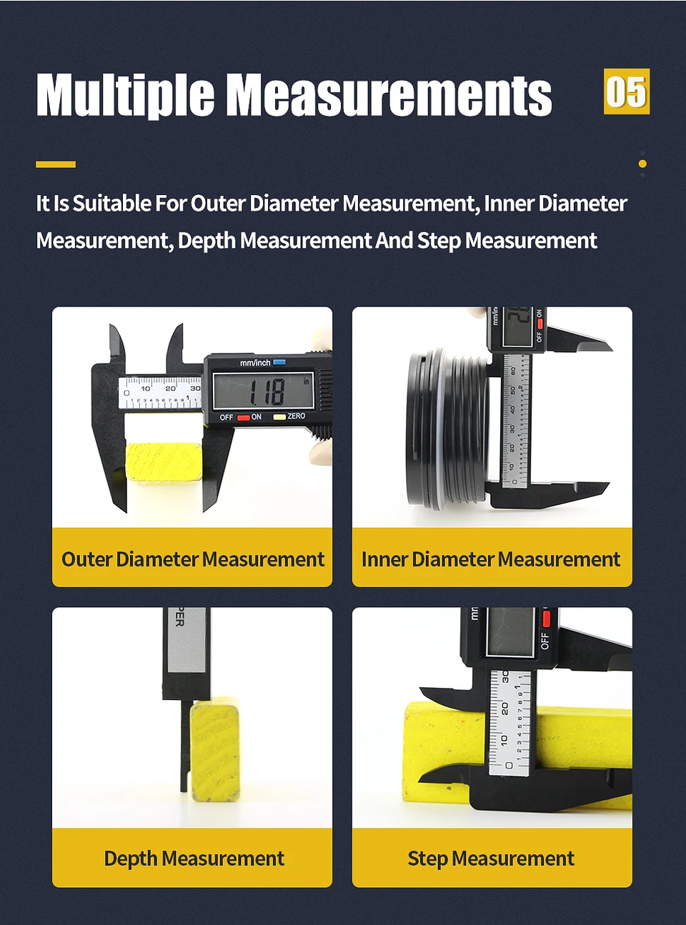 Digital LCD Electronic Caliper | Carbon Fiber Composite Micrometer & Ruler 24