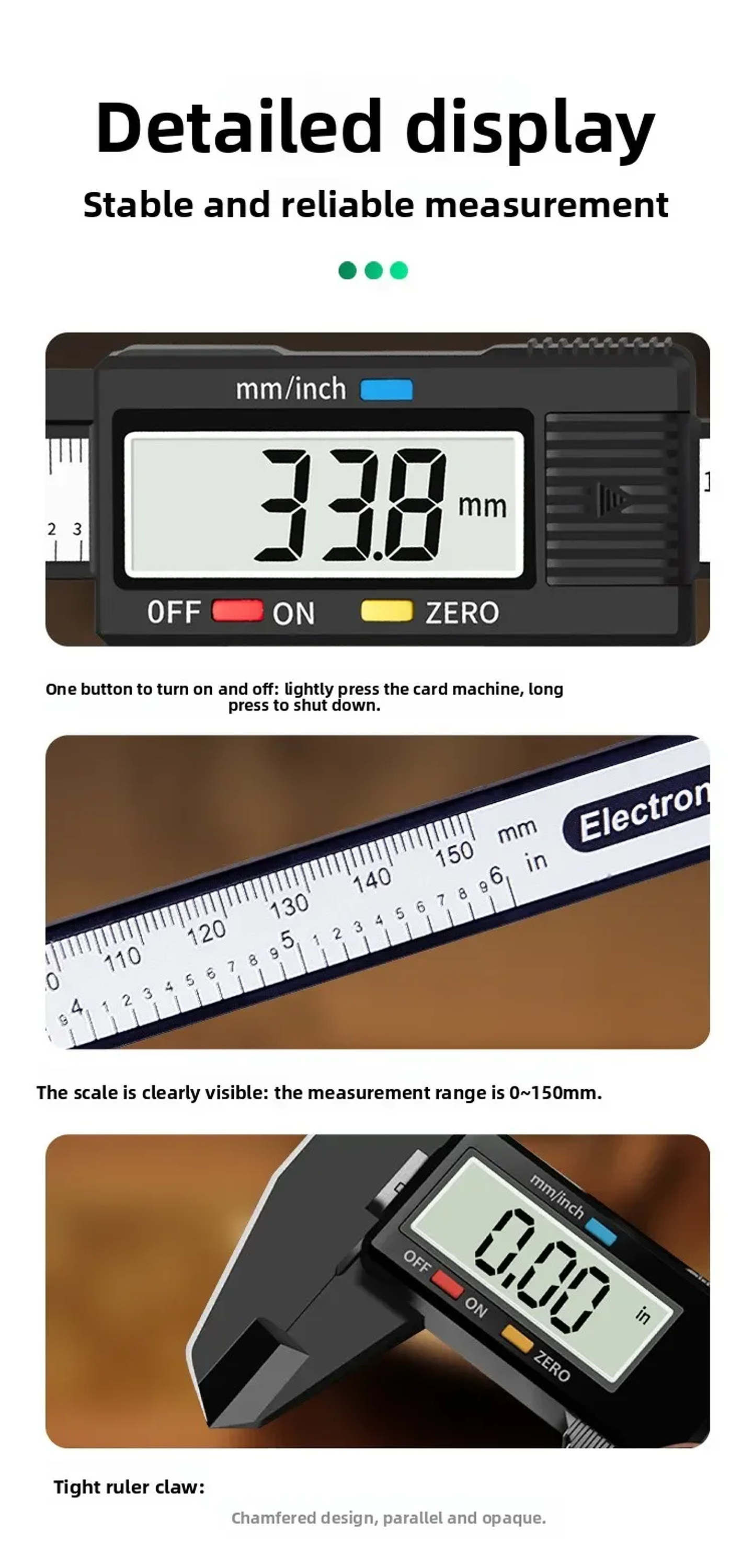 Digital LCD Vernier Caliper | 150mm High-Precision Electronic Gauge 16