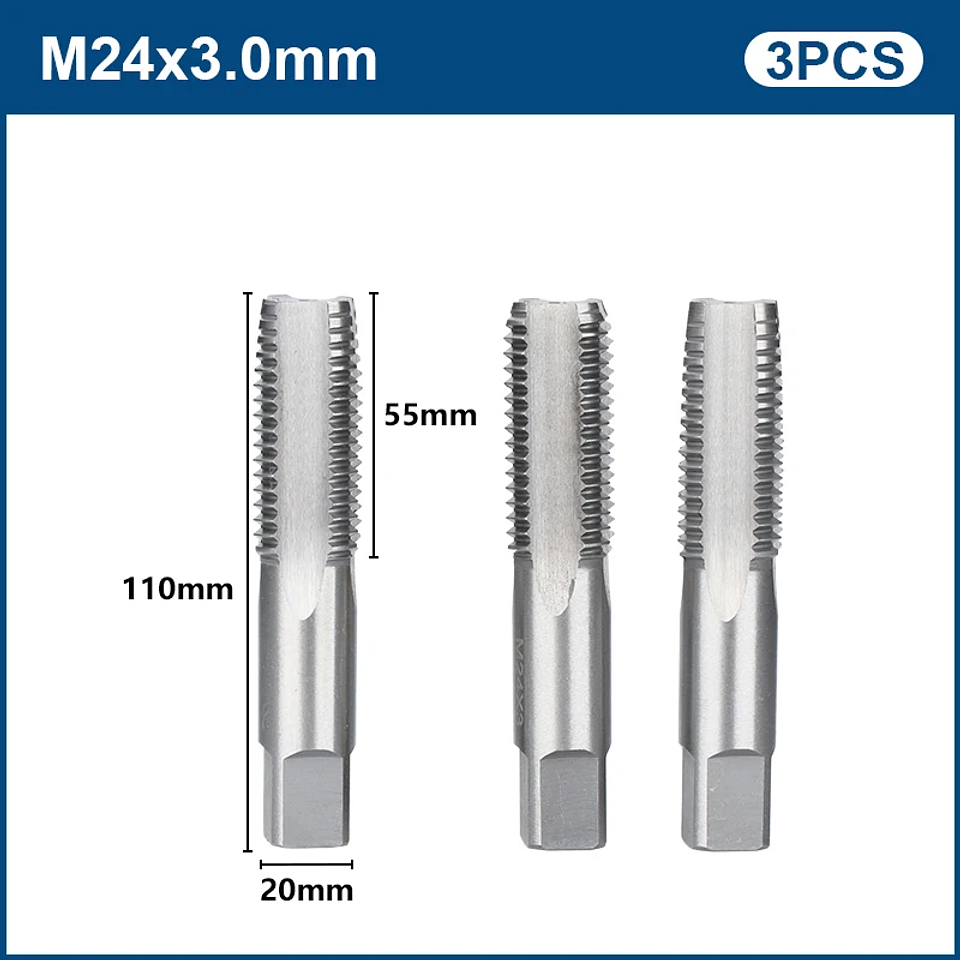3-Piece Metric Hand Tap Set | High-Hardness Alloy Steel Threading Tool 22