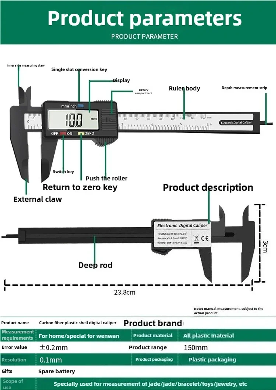 Digital LCD Vernier Caliper | 150mm High-Precision Electronic Gauge 17