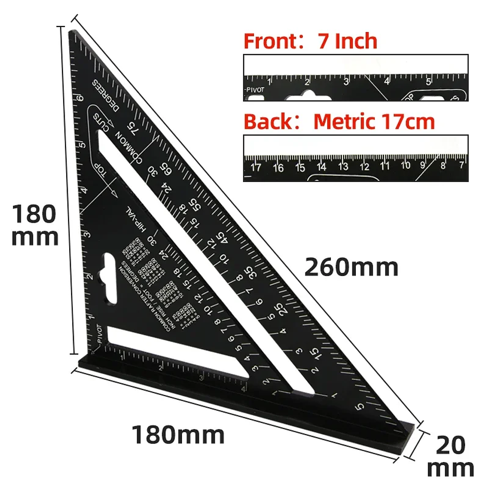 7-Inch Aluminum Alloy Speed Square | Multifunctional Triangle Ruler for Carpentry, Framing, and Layout 6