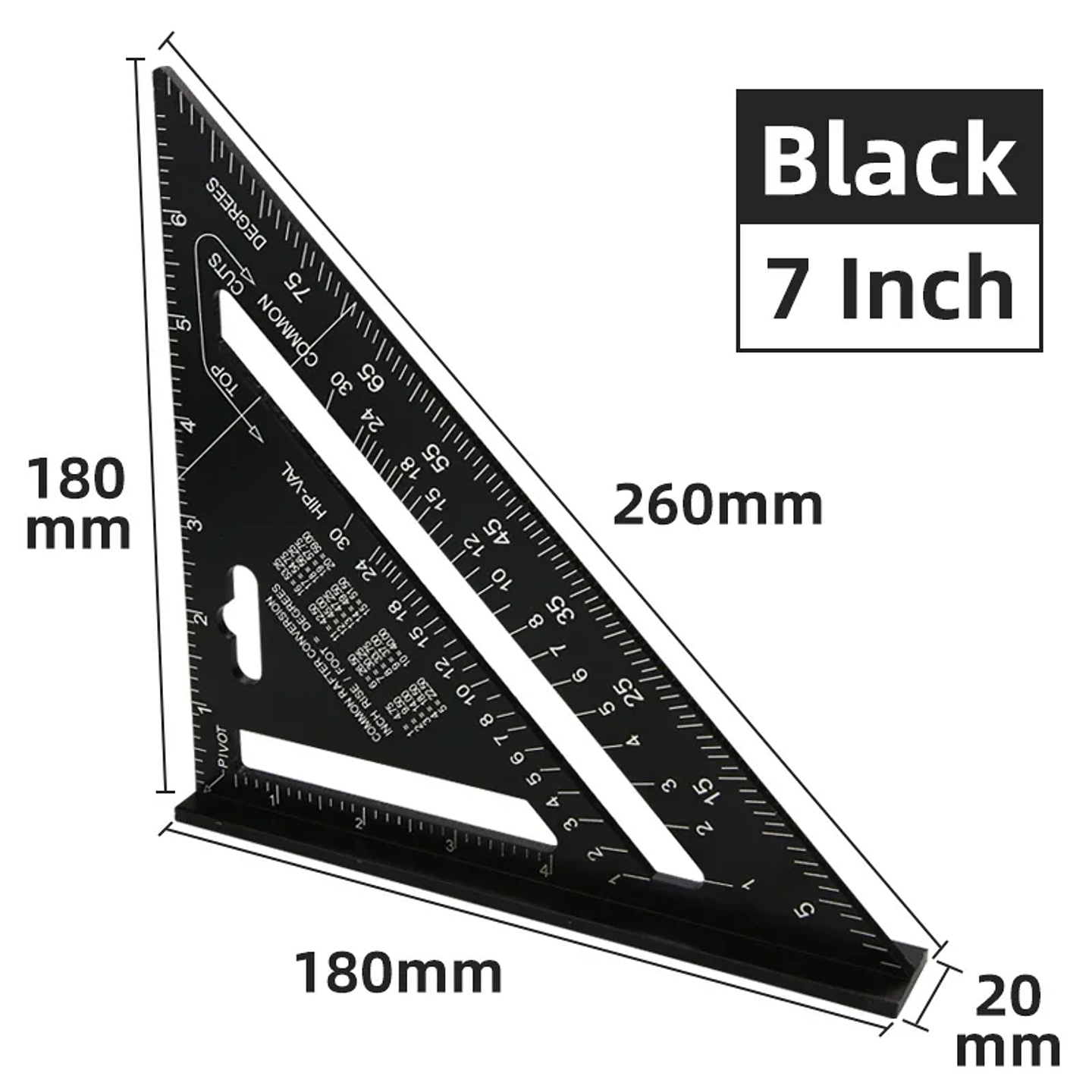 7-Inch Aluminum Alloy Speed Square | Multifunctional Triangle Ruler for Carpentry, Framing, and Layout 7
