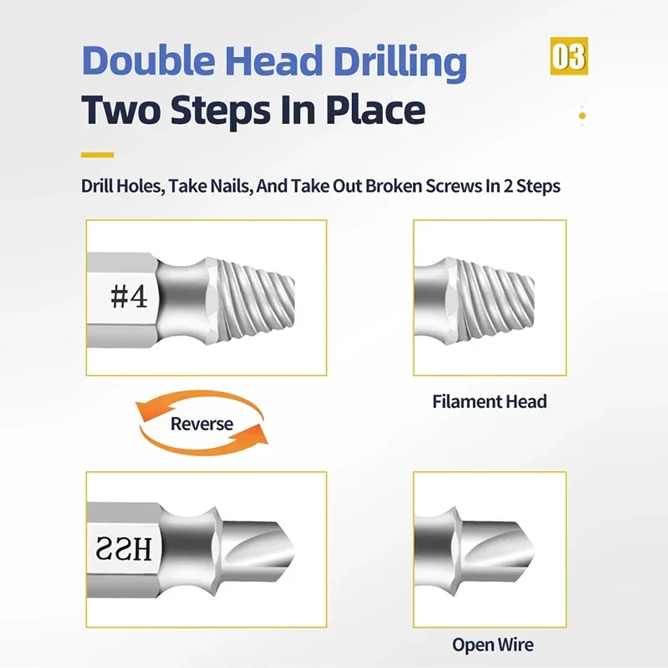 Damaged Screw Extractor Set | 4/5/6pc HSS Broken Bolt Remover Kit 4
