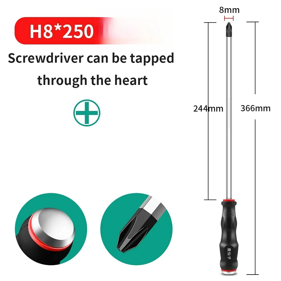 Heavy-Duty Go-Through Screwdriver | High-Torque Magnetic Chrome Vanadium Steel Driver for Automotive & Industrial Use 10