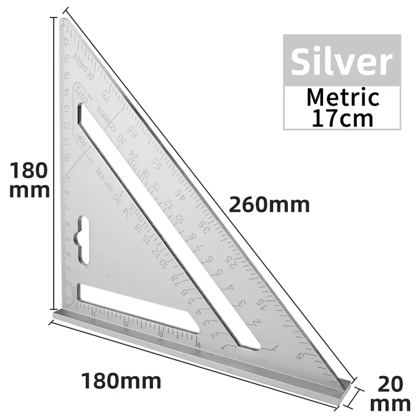 7-Inch Aluminum Alloy Speed Square | Multifunctional Triangle Ruler for Carpentry, Framing, and Layout 9