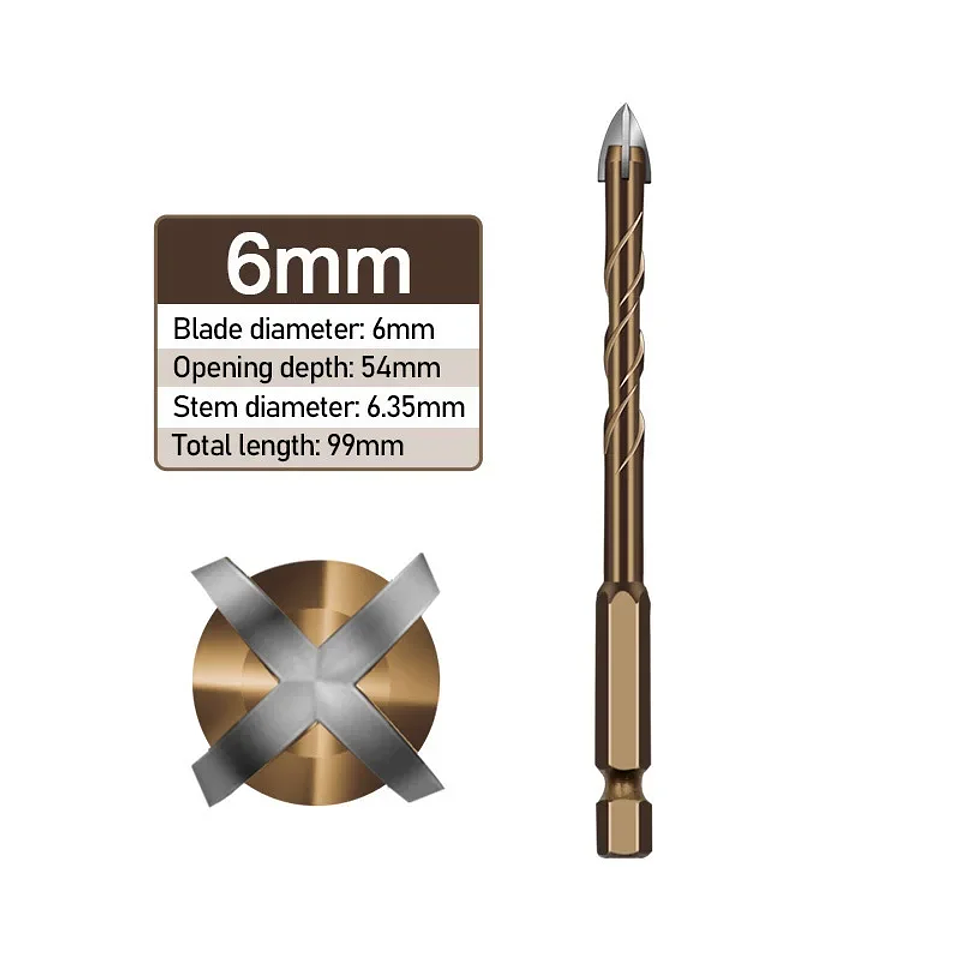 Industrial Cross Hex Tile & Glass Drill Bits | Titanium-Coated Carbide Masonry Bit for Concrete, Porcelain & Stone 7